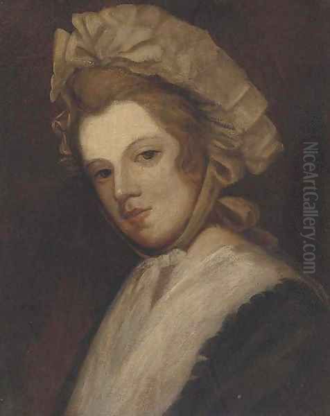 Portrait of a lady, bust-length, in a bonnet Oil Painting by English School