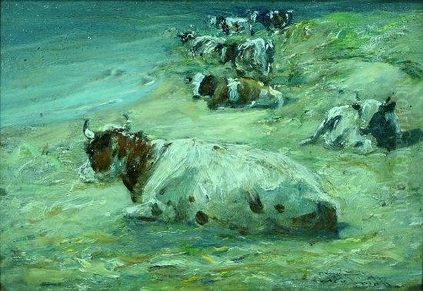 Cattle On A Beach Oil Painting by George Smith