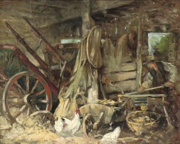 Turnip Slicing Oil Painting by George Smith