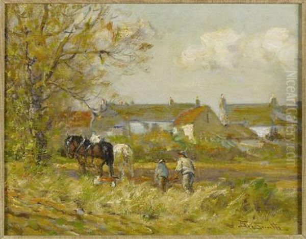 Spring Ploughing Oil Painting by George Smith