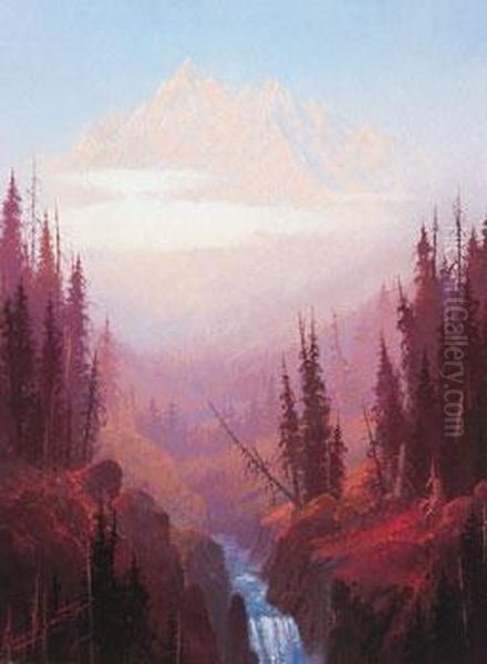 Dawn In The Rocky Mountains Oil Painting by George Smith