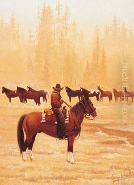 Morning Wrangle Oil Painting by George Smith