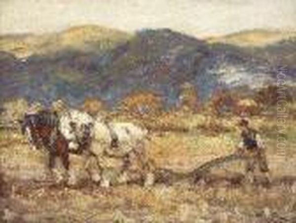 Ploughing Oil Painting by George Smith