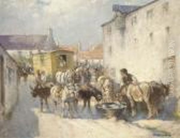 Arrival At The Fair Oil Painting by George Smith