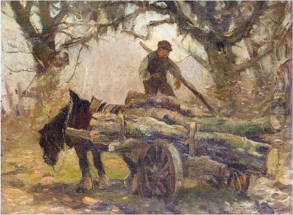 The Wood Cart Oil Painting by George Smith