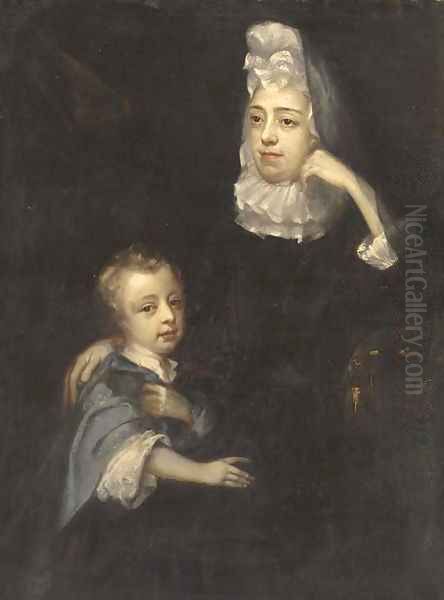 Portrait of a mother and child 2 Oil Painting by English School