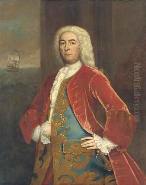 Portrait of a naval officer Oil Painting by English School