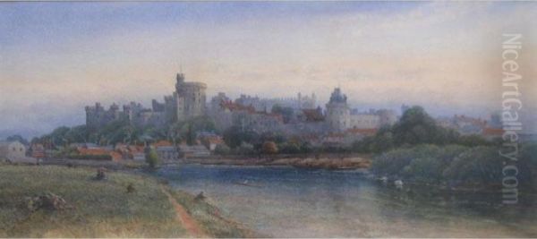 Windsor Castle From The Thames Oil Painting by James Burrell-Smith