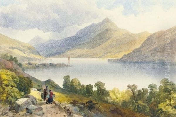 Loch Tay, Near Kinmore Oil Painting by James Burrell-Smith