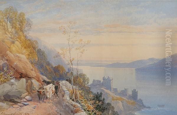 Castle Urquhart, Loch Ness Oil Painting by James Burrell-Smith