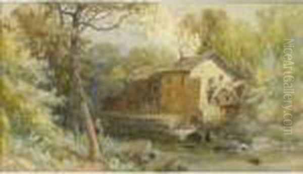 Lanercost Mill, Cumberland Oil Painting by James Burrell-Smith