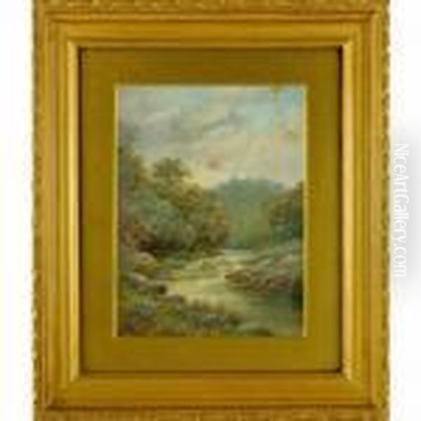 Mountain River Scene Oil Painting by James Burrell-Smith