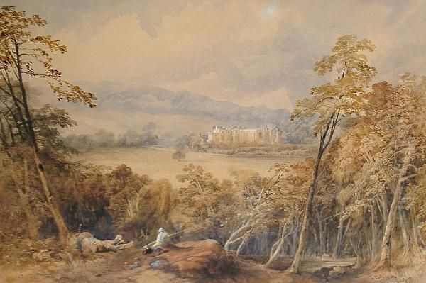 Guy's Cliffe House, Warwickshire J B. Smith/1848' (lower Right) Oil Painting by James Burrell-Smith