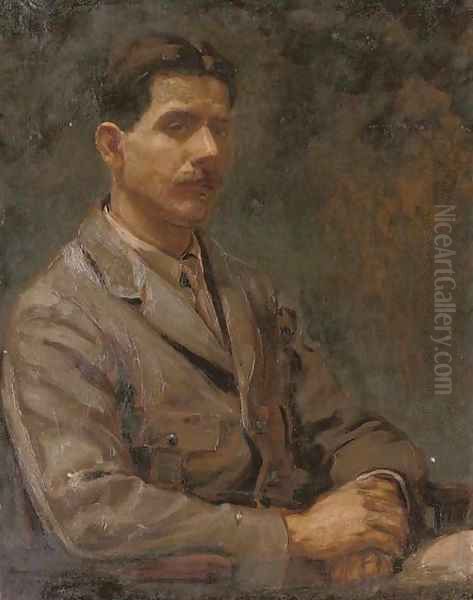 Portrait of an officer, seated half-length, in military uniform Oil Painting by English School