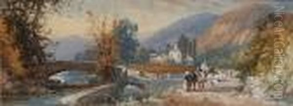 On The Rhine; In The Lakes, A Pair Oil Painting by James Burrell-Smith