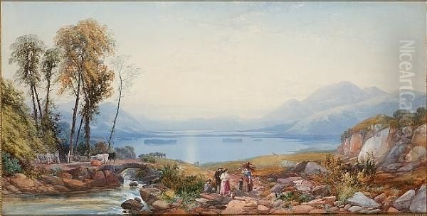 Derwentwater With Bassenthwaite Beyond, Cumbria Oil Painting by James Burrell-Smith