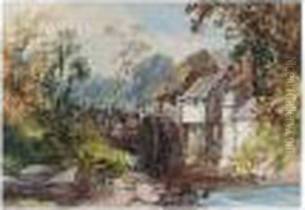 A Watermill Oil Painting by James Burrell-Smith