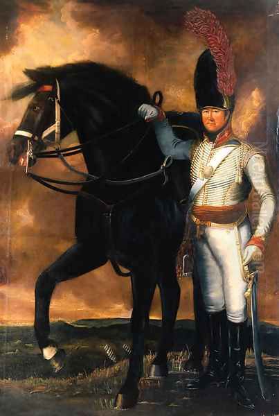 Portrait of Captain Christopher Dunkin of the Surrey Yeomanry Oil Painting by English School