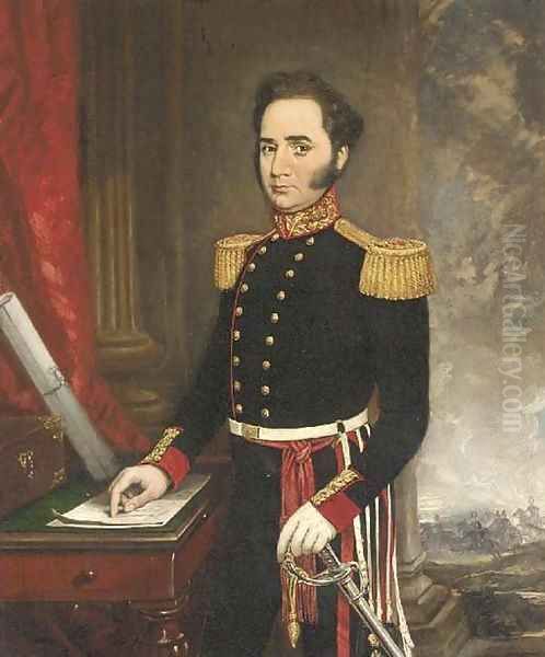 Portrait of General James Campbell in full military dress Oil Painting by English School