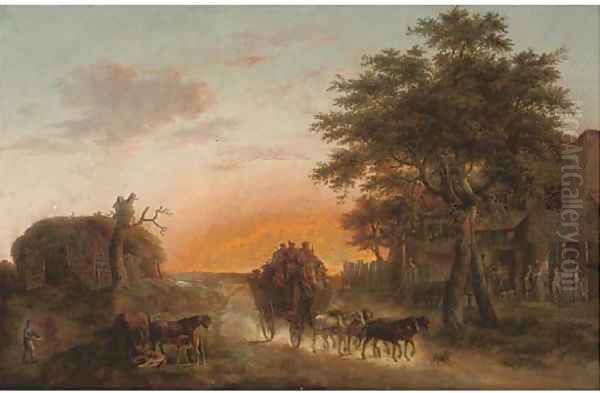 Returning from the days shoot Oil Painting by English School