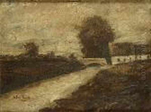 Landschap Met Hoeve En Rivier Oil Painting by Jakob Smits