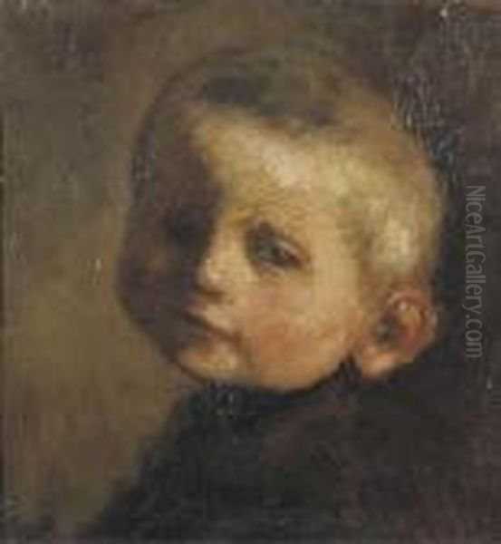 Tete De Garcon - Boy's Head Oil Painting by Jakob Smits