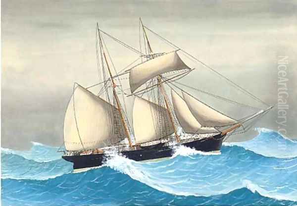 The Jersey schooner Empress at sea Oil Painting by English School