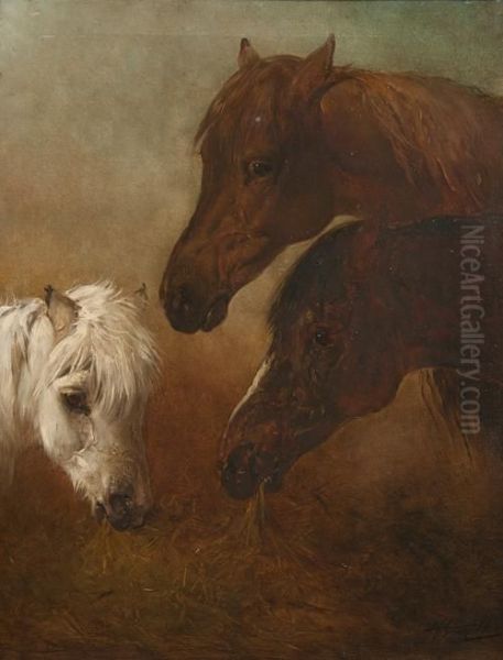 Three Horses' Heads Oil Painting by Edward Robert Smythe