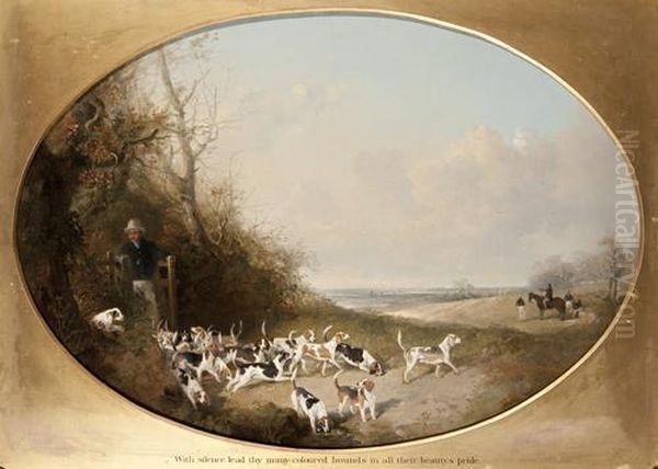 With Silence Lead By Many Coloured Hounds In All Their Beauty's Pride Oil Painting by Edward Robert Smythe