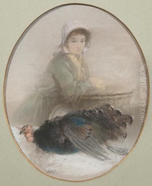 Young Woman With Basket And A Dead Turkey Oil Painting by Edward Robert Smythe