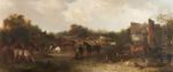 Wool Pit Fair, Portrait Of Mr R E Lofft Esq, Etc Oil Painting by Edward Robert Smythe