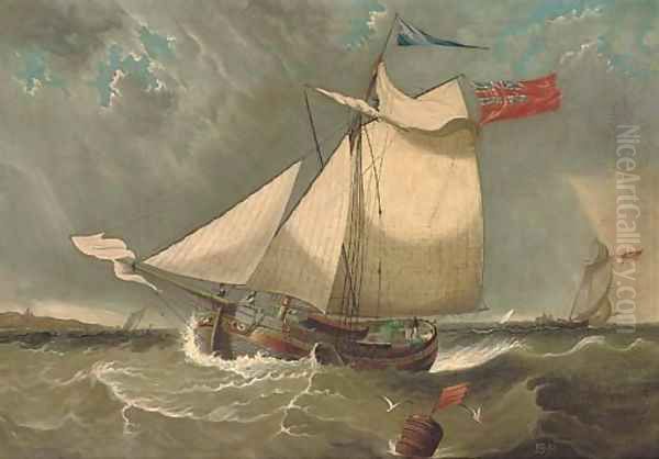 The Welsh sloop Wellington in coastal waters Oil Painting by English School