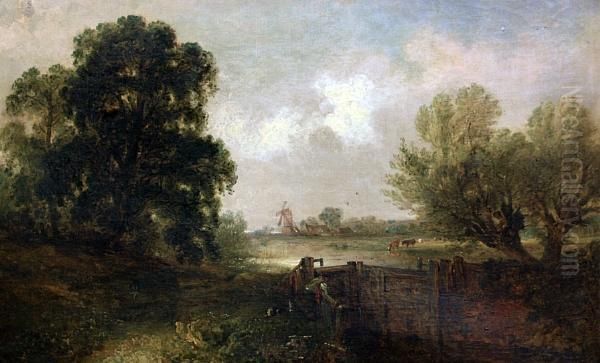 Operating The Sluice Gates Oil Painting by Edward Robert Smythe