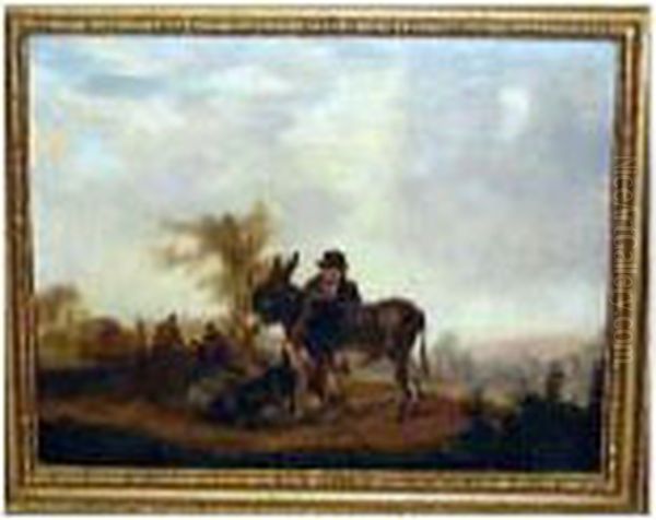 Gypsy Camp And Donkeys Oil Painting by Edward Robert Smythe