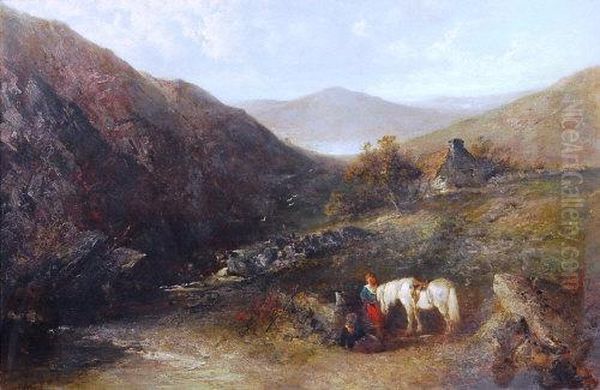 In A Welsh Landscape Oil Painting by Edward Robert Smythe