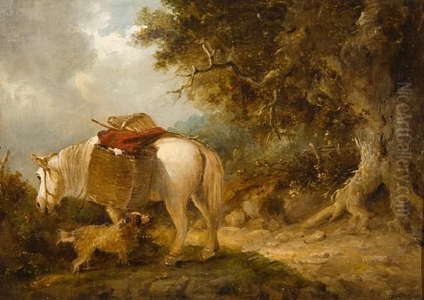 A Packhorse And Dog Oil Painting by Edward Robert Smythe