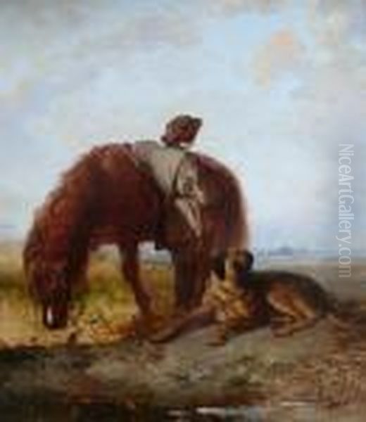 The Gamekeeper's Lad With A Pony And A Hound Oil Painting by Edward Robert Smythe