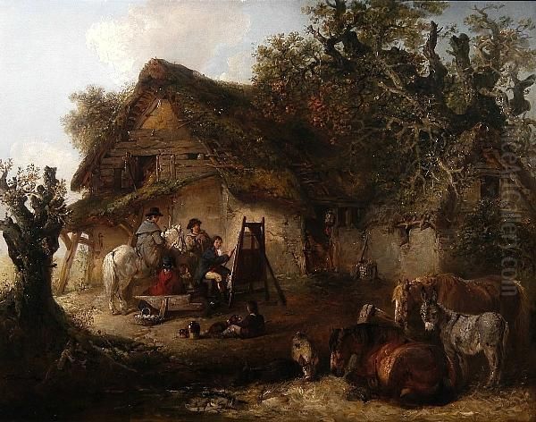 George Morland At His Easel Oil Painting by Edward Robert Smythe