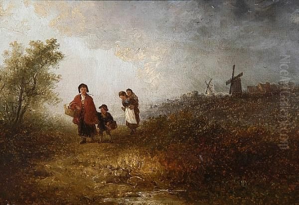 Figures On A Path Oil Painting by Edward Robert Smythe