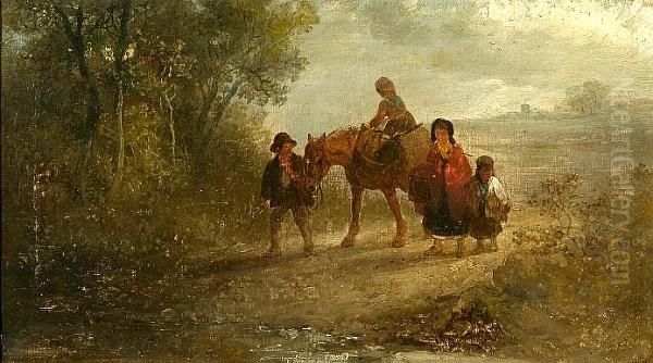 A Family Travelling With Their Pony Oil Painting by Edward Robert Smythe