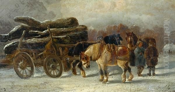 The Brandon Log Drag Oil Painting by Edward Robert Smythe