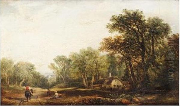 Rustics On A Country Lane Oil Painting by Edward Robert Smythe