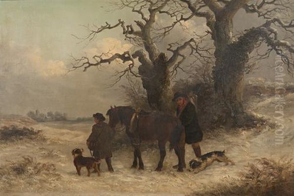 The Gamekeepers' Return In Snow Oil Painting by Thomas Smythe