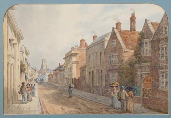 An Ipswich Street Scene Oil Painting by Thomas Smythe