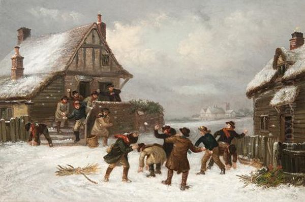 The Snowball Fight Oil Painting by Thomas Smythe