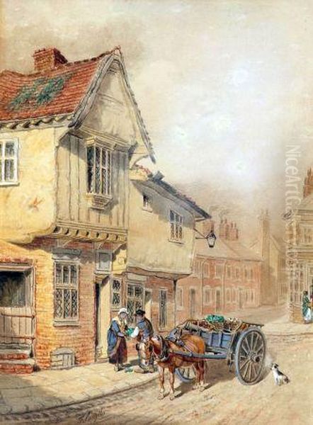 An Ipswich Street Scene Oil Painting by Thomas Smythe