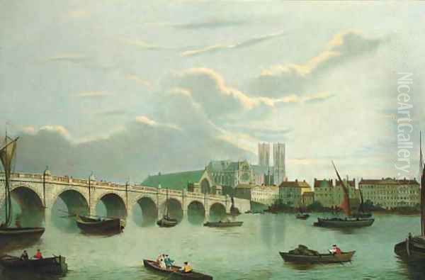 Westminster from Lambeth Palace Oil Painting by English School