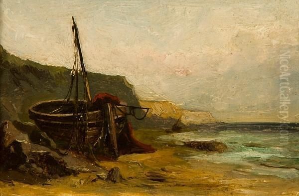 On The Beach, Dunwich, Suffolk Oil Painting by Thomas Smythe