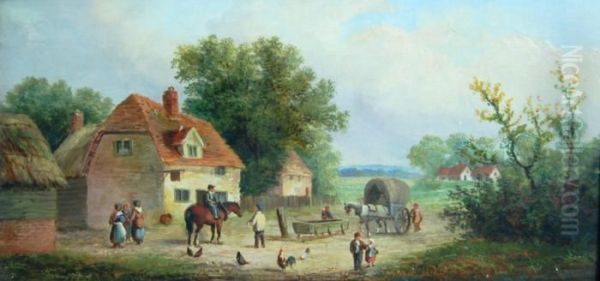 A Farm Scene Oil Painting by Thomas Smythe