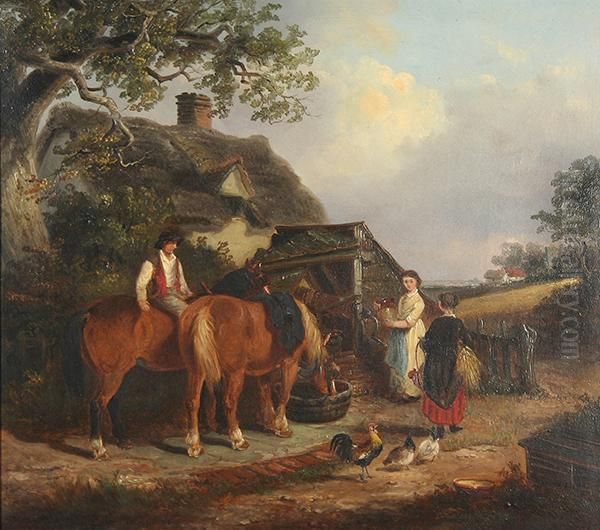 Farmyard Scene Oil Painting by Thomas Smythe